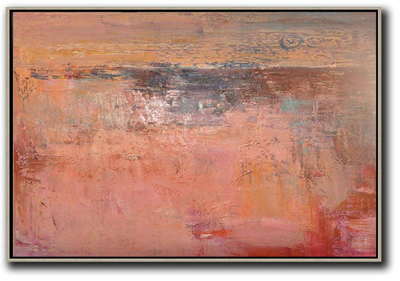 Large Modern Abstract Painting,Oversized Horizontal Contemporary Art,Huge Abstract Canvas Art,Pink,Nude,Brown,Red.etc